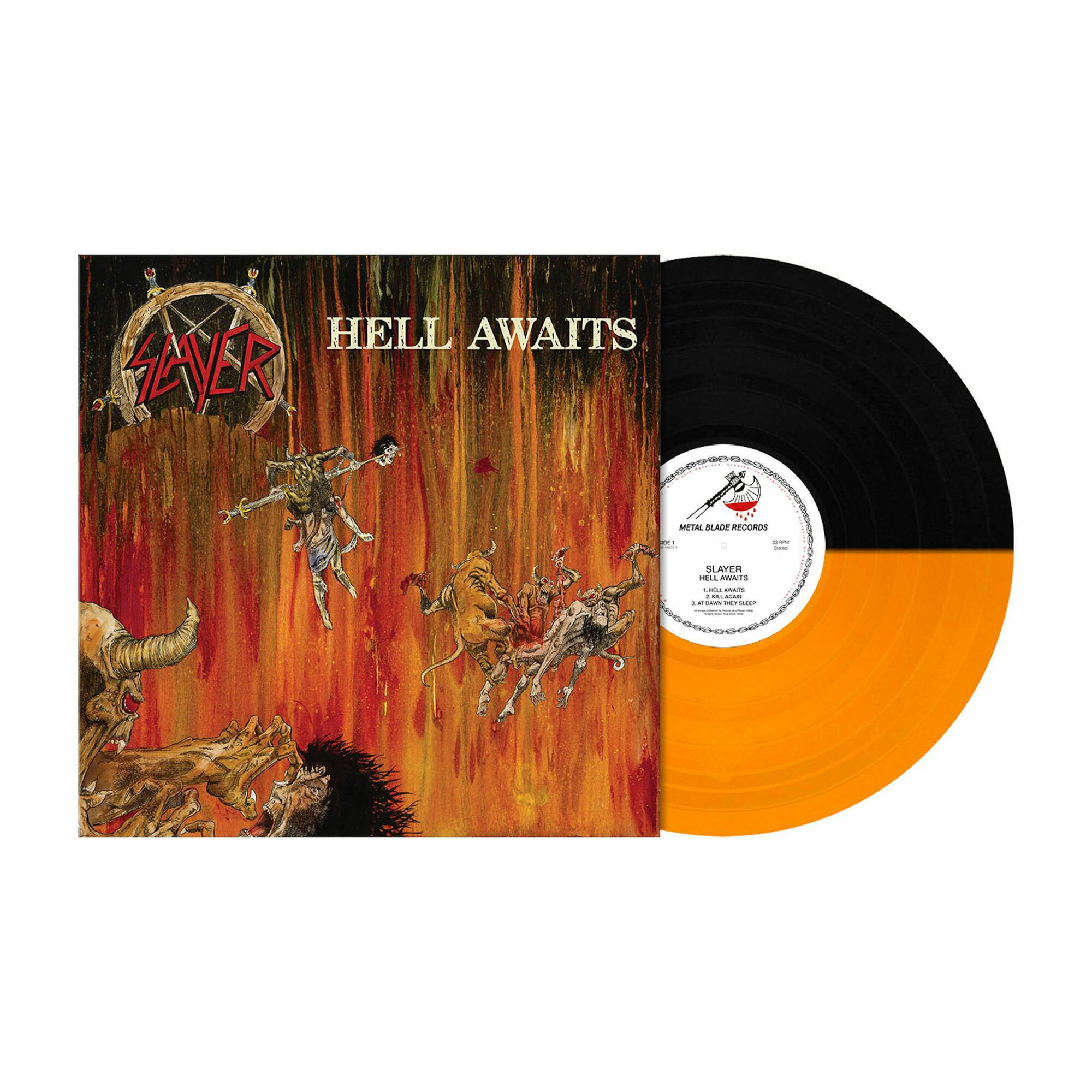Slayer - Hell Awaits. Orange/Black split - Only 2500 w/wide!